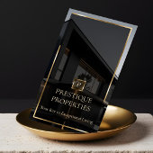 Luxury Real Estate Black Gold Photo Monogram 名刺
