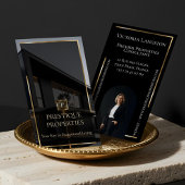 Luxury Real Estate Black Gold Photo Monogram 名刺