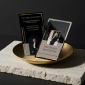 Luxury Real Estate Black Gold Photo Monogram 名刺