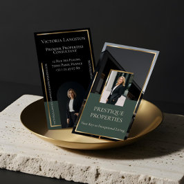 Luxury Real Estate Black Gold Photo Monogram 名刺