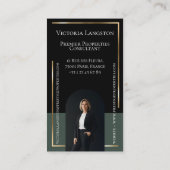 Luxury Real Estate Black Gold Photo Monogram 名刺 (裏面)