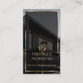 Luxury Real Estate Black Gold Photo Monogram 名刺 (正面)