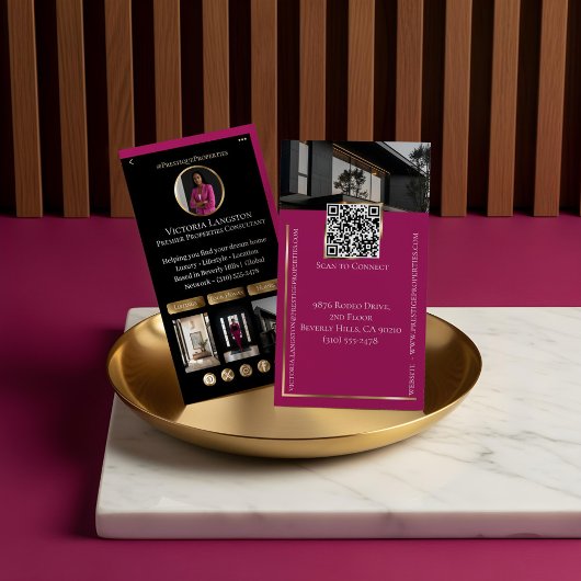 Luxury Real Estate Black Gold Pink Social Photos 名刺