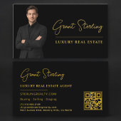 Luxury Real Estate Black Gold QR Code Script  名刺