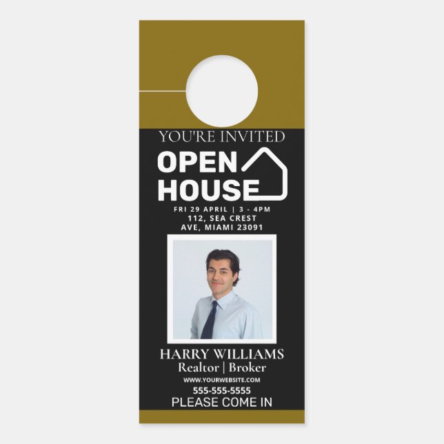 Luxury Real Estate Door Hanger | Open House ドアノブサイン (正面)