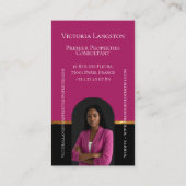 Luxury Real Estate Elegant Black Gold & Pink Photo 名刺 (裏面)