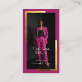 Luxury Real Estate Elegant Black Gold & Pink Photo 名刺 (正面)