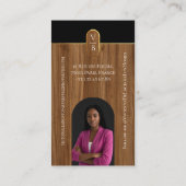 Luxury Real Estate Elegant Woodgrain & Gold Photo 名刺 (裏面)