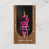 Luxury Real Estate Elegant Woodgrain & Gold Photo 名刺 (正面)