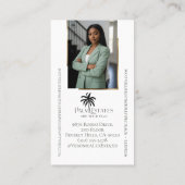 Luxury Real Estate Firm Palm Tree Monogram Photo 名刺 (裏面)