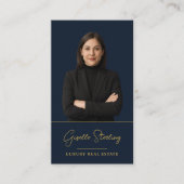 Luxury Real Estate Navy Blue Gold Professional 名刺 (正面)