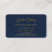Luxury Real Estate Navy Blue Gold Script  名刺 (裏面)