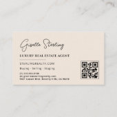 Luxury Real Estate Neutral Beige QR Code  名刺 (裏面)