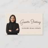 Luxury Real Estate Neutral Beige QR Code  名刺 (正面)