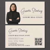 Luxury Real Estate Neutral Beige QR Code  名刺