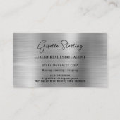 Luxury Real Estate Silver Faux Metallic Script 名刺 (裏面)