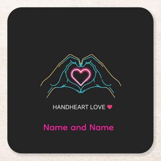 Luxury Realistic Couple Holding Hands Gold Ring An スクエアペーパーコースター (正面)