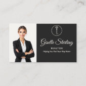 Luxury Realtor Neutral Photo QR Code  名刺 (正面)