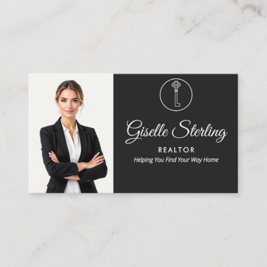 Luxury Realtor Neutral Photo QR Code  名刺 (正面)