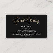 Luxury Realtor QR Code Black Gold Photo  名刺 (裏面)