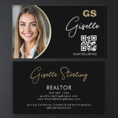 Luxury Realtor QR Code Black Gold Photo  名刺