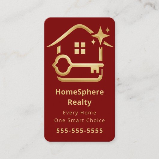 Luxury Realtor Real Estate Agent Broker Deep Red 名刺 (正面)