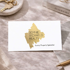 Luxury Realtor Real Estate Gold Modern White 名刺