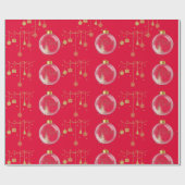 Luxury Red and Gold Bauble Christmas ラッピングペーパー (フラット)