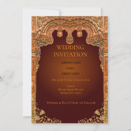 Luxury Red and Gold Wedding Invitation 招待状