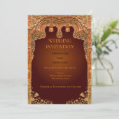 Luxury Red and Gold Wedding Invitation 招待状 (スタンド正面)