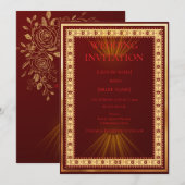 Luxury Red and Gold Wedding Invitation  招待状 (正面/裏面)