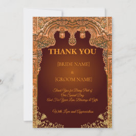 Luxury Red and Gold Wedding Thank You Card サンキューカード