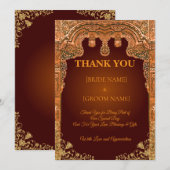 Luxury Red and Gold Wedding Thank You Card サンキューカード (正面/裏面)