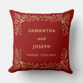 Luxury Red & Antique-Gold Wedding クッション (正面)