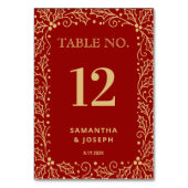 Luxury Red & Antique-Gold Wedding テーブルナンバー (裏面)