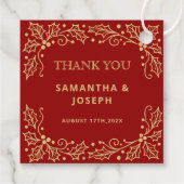 Luxury Red & Antique-Gold Wedding フェイバータグ (裏面)