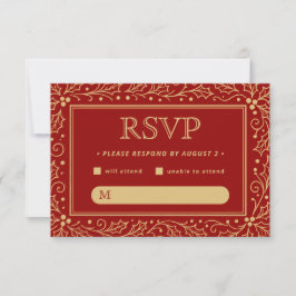 Luxury Red & Antique-Gold Wedding 出欠カード