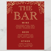 Luxury Red & Antique Gold Wedding Bar Menu Sign (正面)