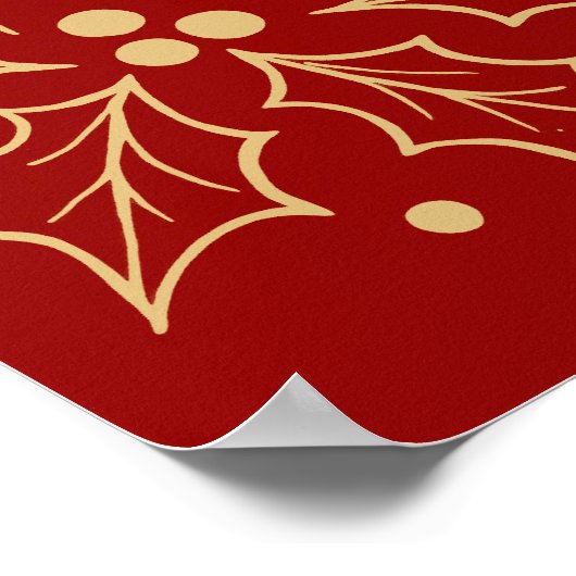 Luxury Red & Antique-Gold Wedding Poster ポスター (角)