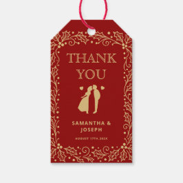 Luxury Red & Antique-Gold Wedding Thank You ギフトタグ