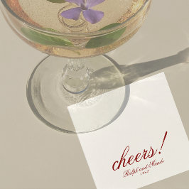 Luxury Red Cheers Elegant Personalized Wedding スタンダードカクテルナプキン