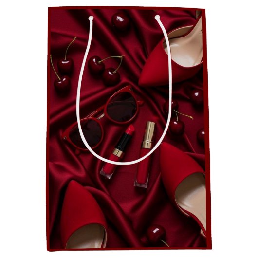 Luxury Red Fashion Gift Bag ミディアムペーパーバッグ (正面)
