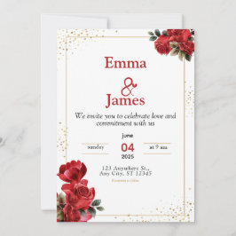 Luxury Red Floral Wedding Invitation 招待状