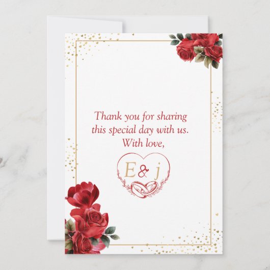 Luxury Red Floral Wedding Invitation 招待状 (裏面)