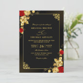 Luxury Red Gold and Black Elegant QR Code Wedding 招待状 (スタンド正面)