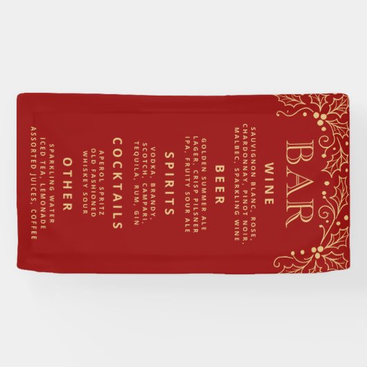 Luxury Red Gold Wedding Bar Menu Reception Decor 横断幕 (横)