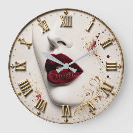 Luxury Red Lips Glamorous Beauty Art Modern ラージ壁時計
