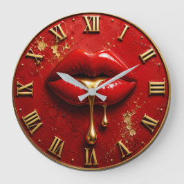 Luxury Red Lips Modern Glam Home Decor ラージ壁時計