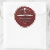 Luxury Red Product Label Rose Gold Frame Monogram ラウンドシール (バッグ)
