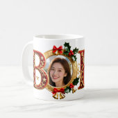 Luxury Red Velvet Gold Christmas Letter B コーヒーマグカップ (正面左)